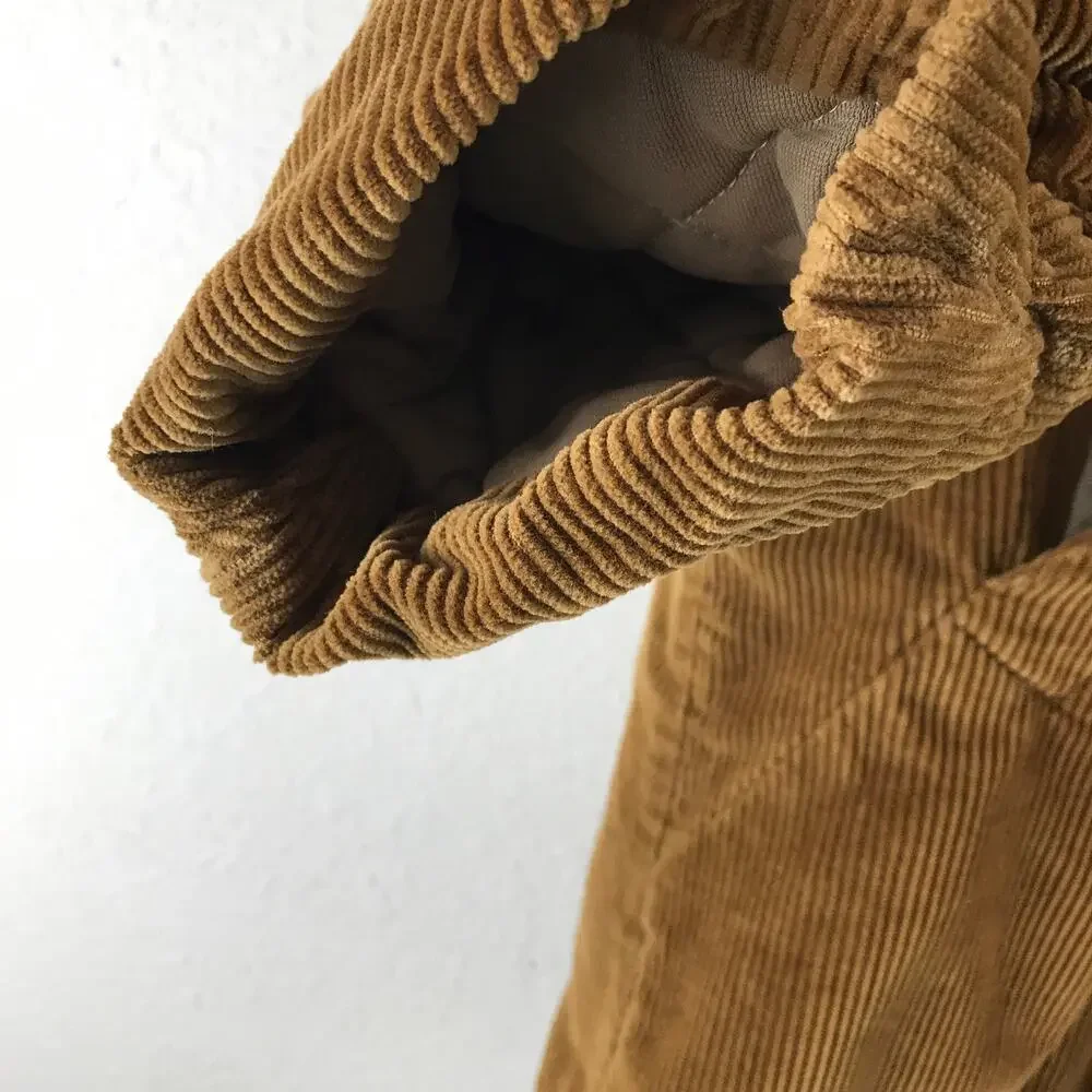 Vintage Corduroy Faux Sherpa Quilted Barn Coat Country Cabin Woodsman Jacket